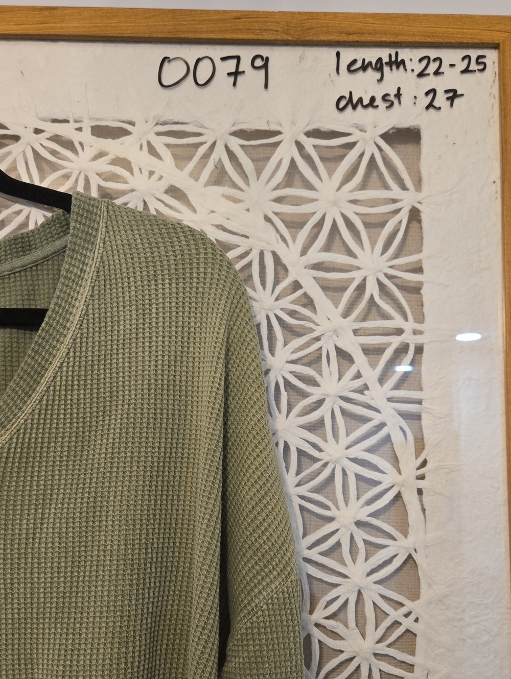 Pilcro Sage Green Waffle V-Neck Layered Pullover Women's Sz Small - Picture 2 of 6